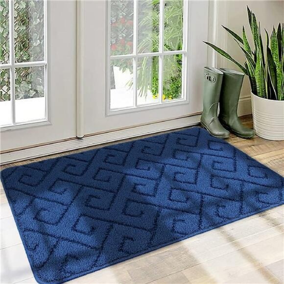 Front Door Mat for Entrance (20"x32"Navy Blue) Machine Washable Entryway Rug - Picture 1 of 6